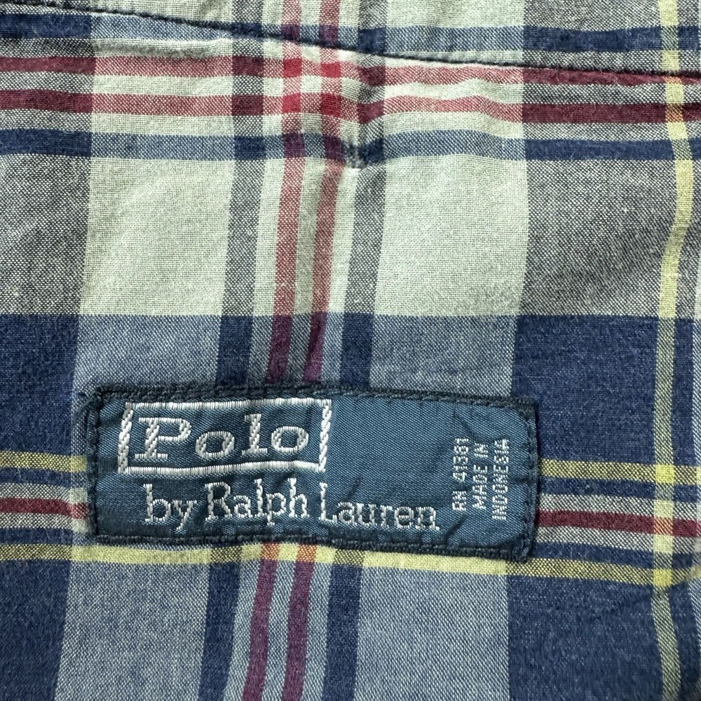 Polo Ralph Lauren Blue Red Indian Madras Check Mens Cotton Chino Short Size 42 - Picture 5 of 6